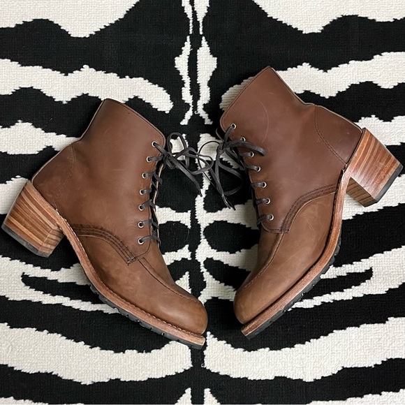 Red Wing Heritage Clara Amber Harness Leather Lace Up Heeled Boots 3406 Size 10 - Picture 11 of 16
